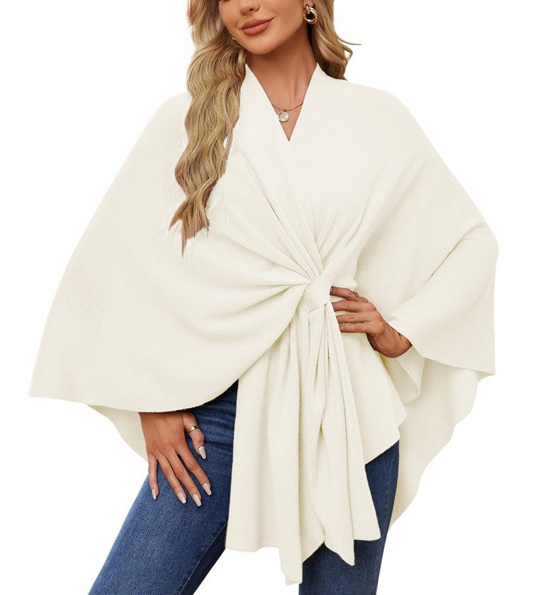 Women's Soft Batwing Cape Wrap Poncho Sweater