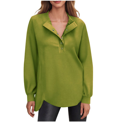 Women's Oversized Button Sweatshirt Long Sleeve Pullover