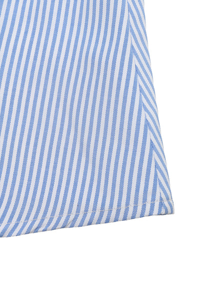 Blue Striped Flutter Sleeve Button Front Maxi Shirt Dress