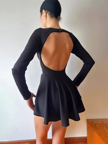 Sexy V-Neck Cutout Long Sleeve Mini Dress