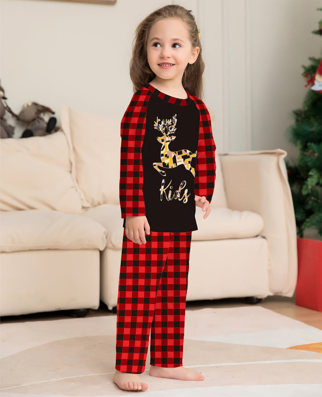 Deer Alphabet Christmas Parent-Child Package Printed Christmas Pajama Set