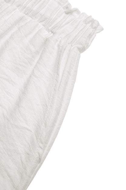 White Lace Trim Bermuda Shorts High Waist Summer Casual