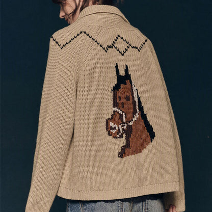 Women's Chunky Animal Open Front Knit Cardigan