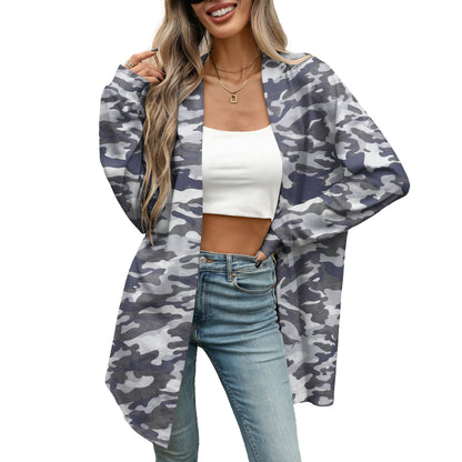 Women's Oversized Open Front Printed Cardigan
