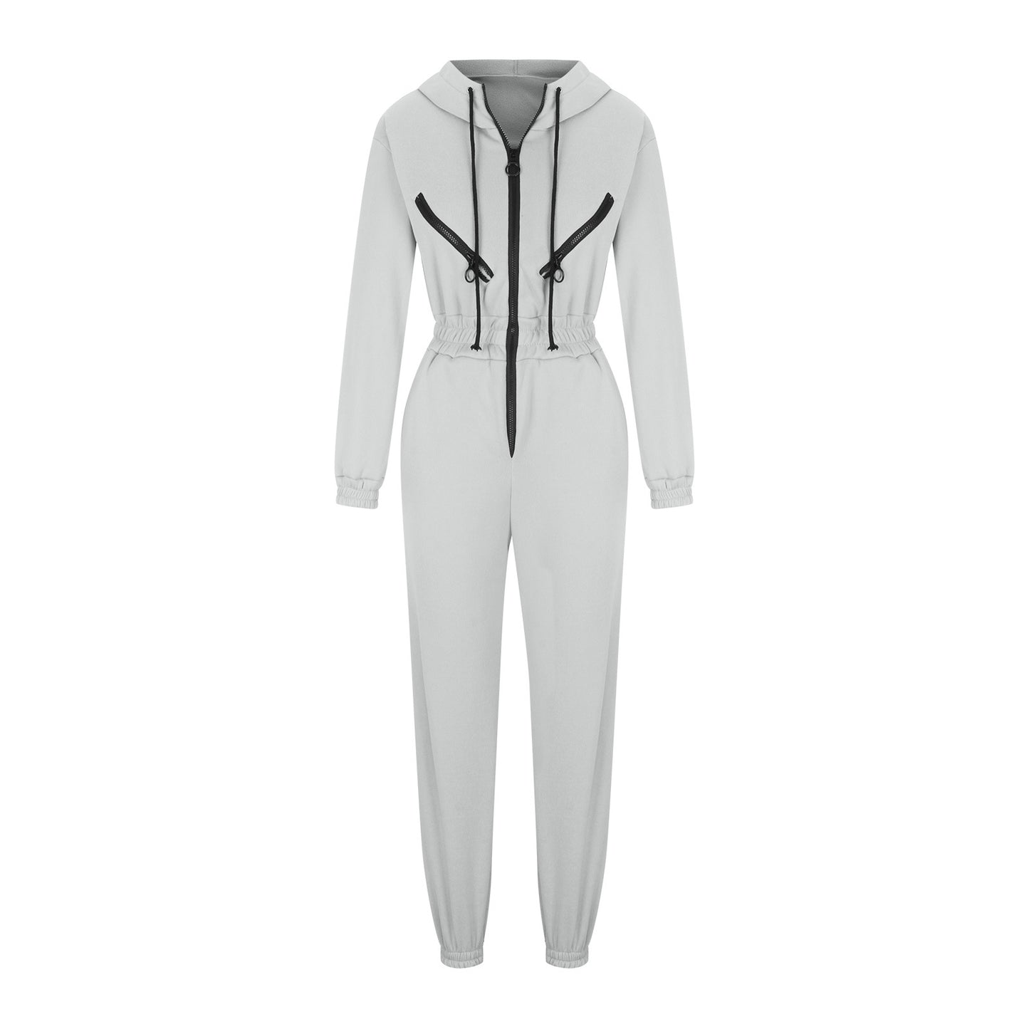 Women's Oversized Zip-Up Hooded Fleece Jumpsuit
