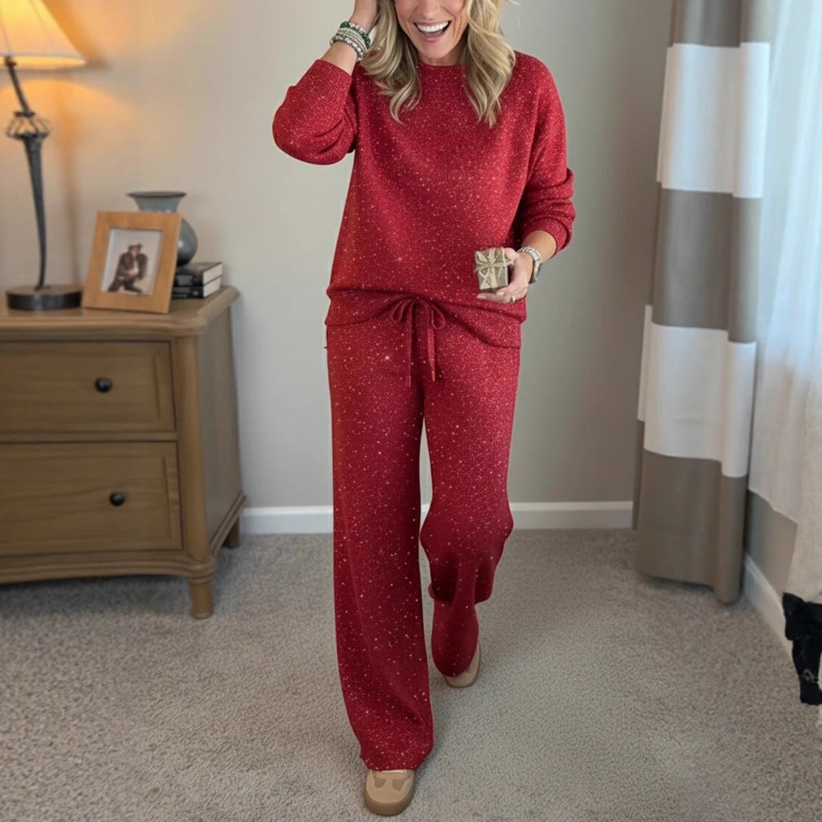 Women's Sparkle Lounge Set 2 Piece Sweatshirt Pants