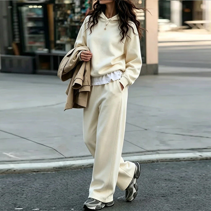 Women's Oversized Fleece Crewneck Sweatshirt Sweatpants Set