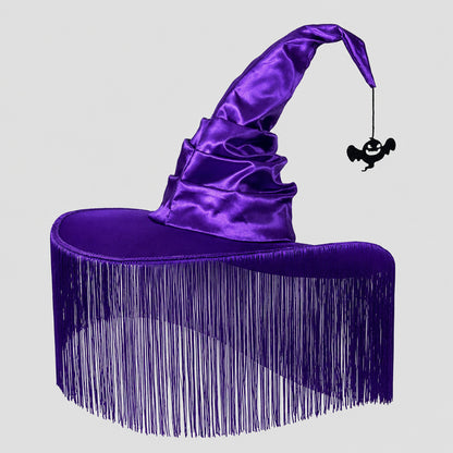 Fringe Witch Hat with Wide Brim for Halloween Costumes