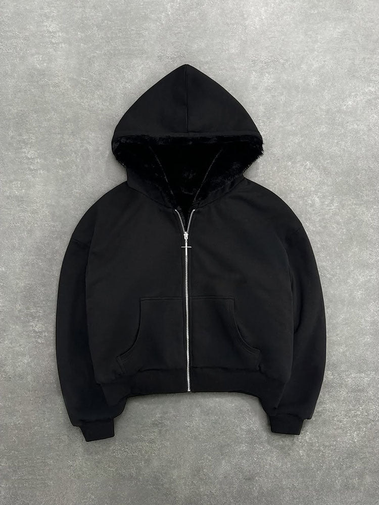 Women's Reversible Leopard Oversized Zip Up Hoodie