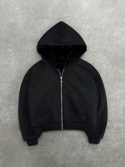 Women's Reversible Leopard Oversized Zip Up Hoodie