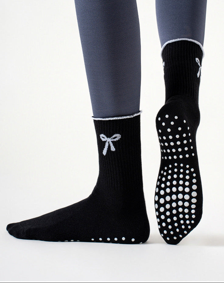Womens Bow Grip Pilates Socks Non Slip Yoga Socks