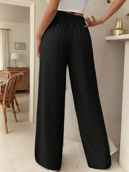 Women's Flowy High Waisted Wide Leg Casual Summer Pants
