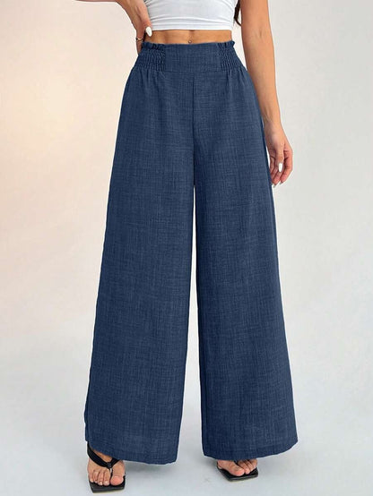 Women's Smocked High Waist Wide Leg Casual Pants