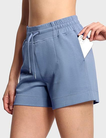 Women's High-Waisted Drawstring Sweat Shorts – Casual Lounge Shorts