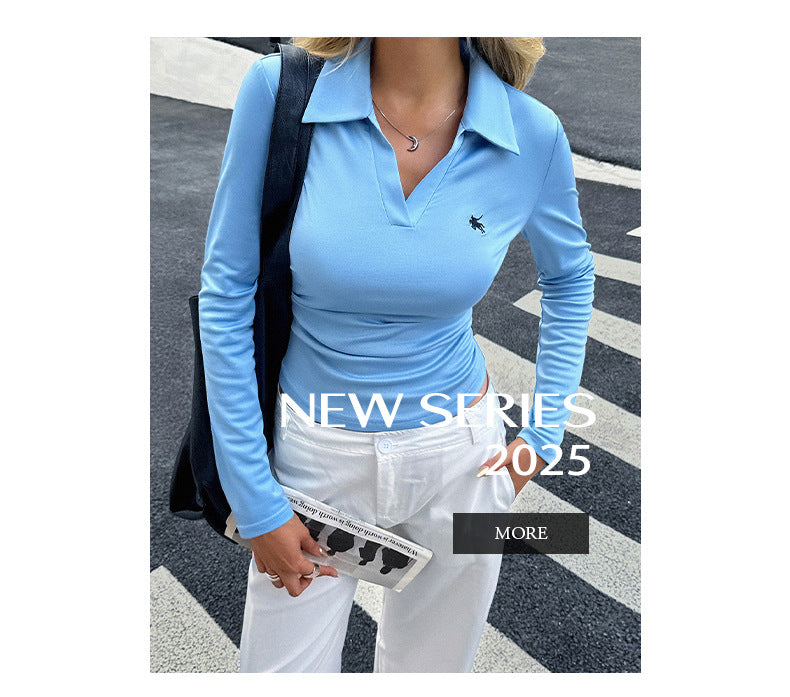 Women's Collared Long Sleeve Fitted Casual Work Top