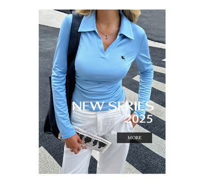 Women's Collared Long Sleeve Fitted Casual Work Top