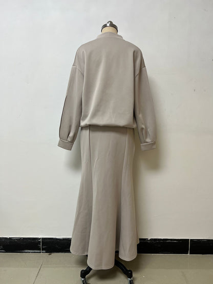 Elegant Two Piece Jacket Maxi Skirt Set