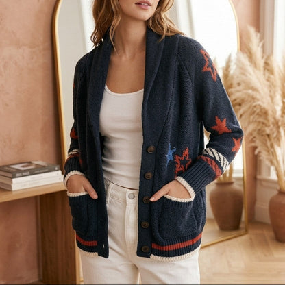 Nautical Sailboat Oversized Knit Cardigan Sweater