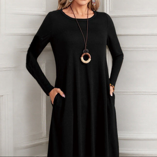 Casual Long Sleeve Maxi Dress with Pockets