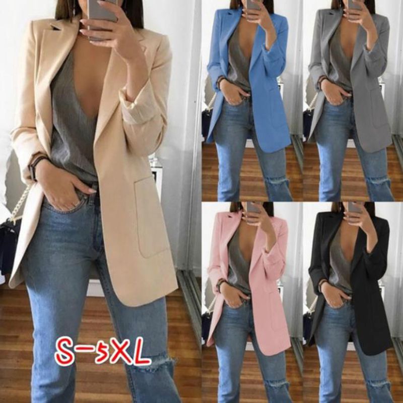 Womens Casual Blazer Long Sleeve Open Front Jacket