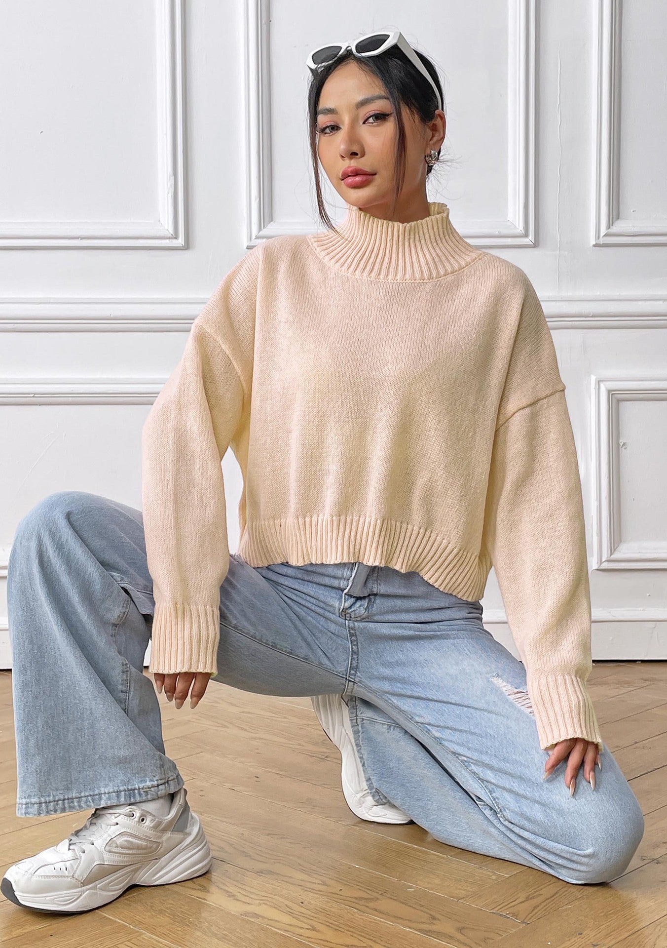 Women's Turtleneck Pullover Solid Color Loose Casual Bottoming Shirt