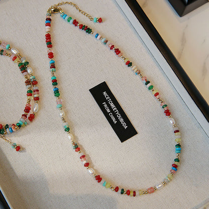 Multicolor Beaded Freshwater Pearl Necklace