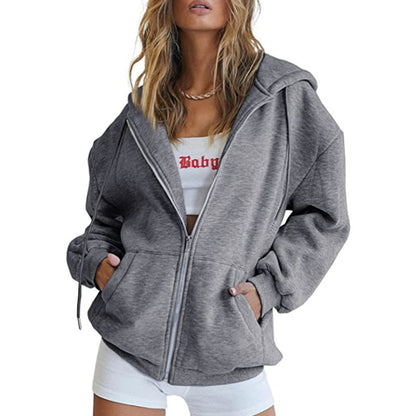 Women's Oversized Fleece Zip Up Hoodie Jacket