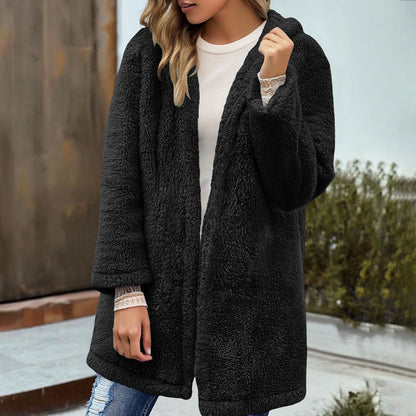Oversized Sherpa Hooded Cardigan Open Front Coat