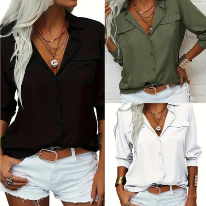 Women's Oversized Button Down Shirt Long Sleeve Collared