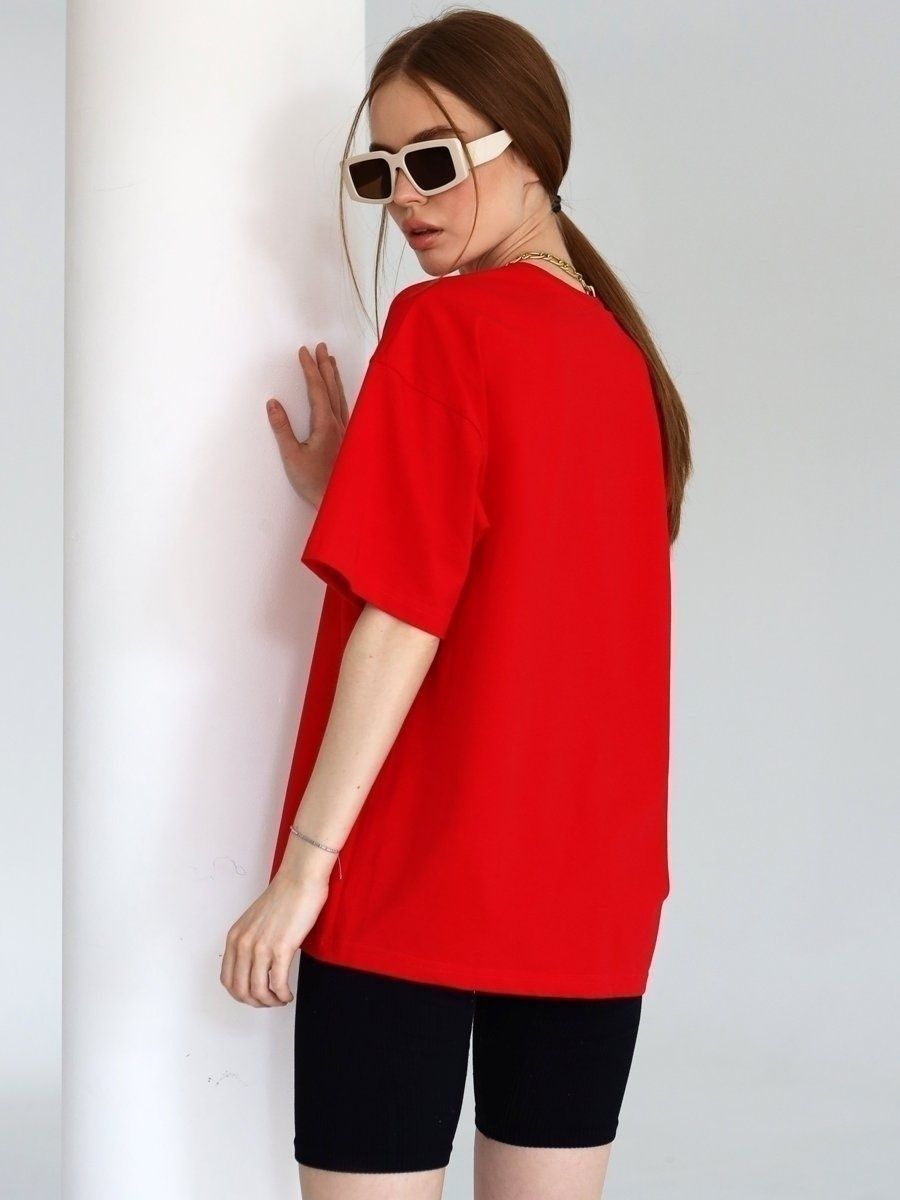 Solid Cotton T Shirt Loose Fit Crewneck Casual Top