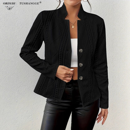 Women's Textured Button Front Blazer Jacket
