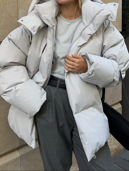 Women's Oversized Puffer Jacket Stand Collar Ultra Thick