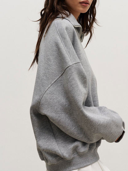 Oversized Quarter Zip Sweatshirt Women Casual Loose Fit