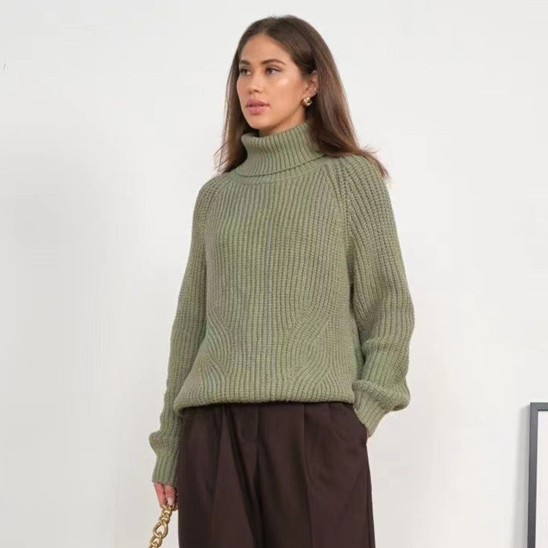 Women's Oversized Chunky Knit Turtleneck Sweater Pullover