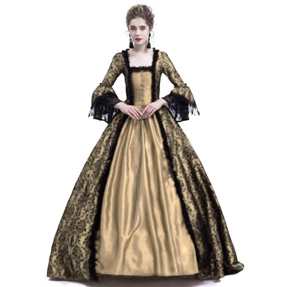 Renaissance Medieval Lace Bell Sleeve Ball Gown