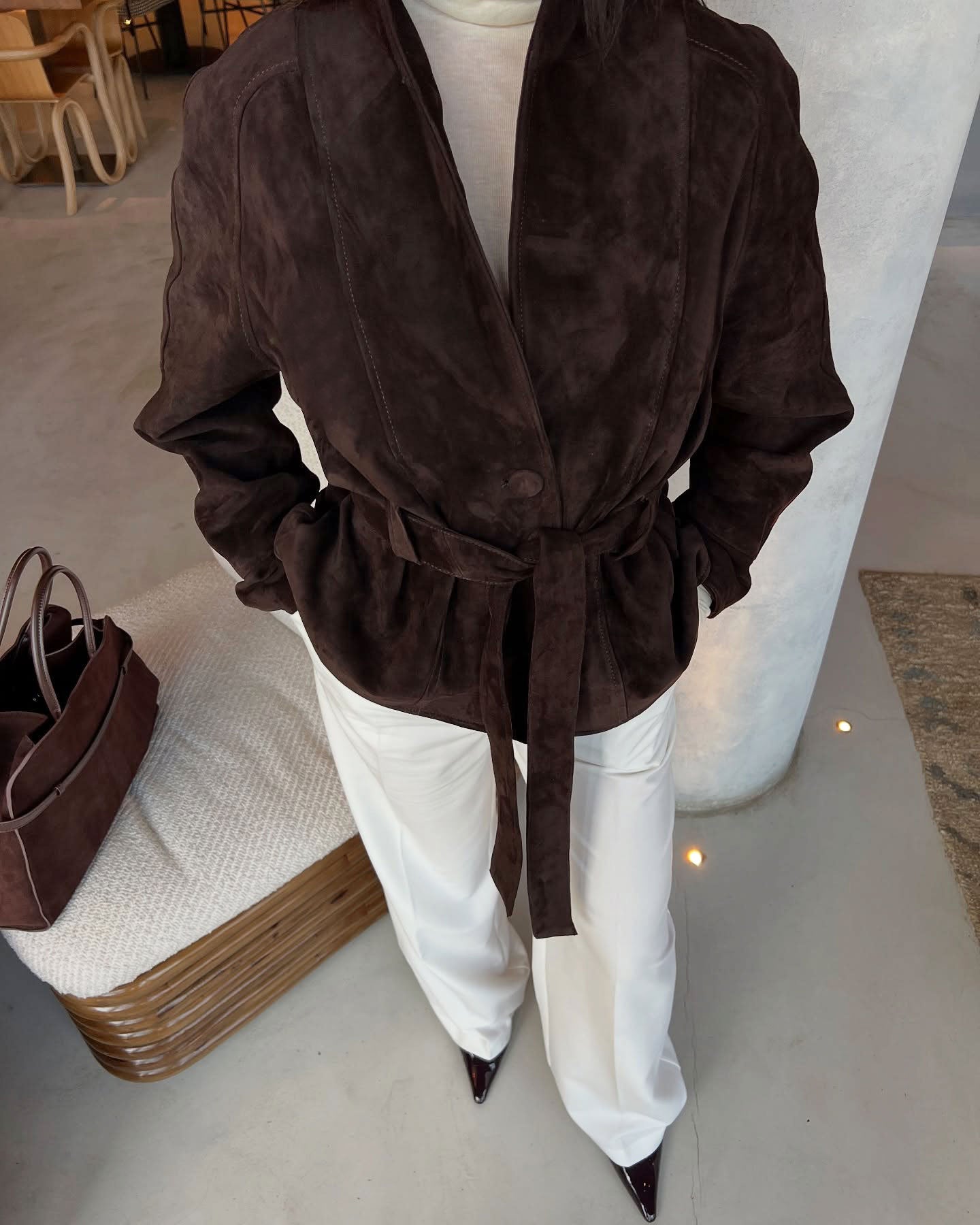 Women's Vintage Faux Suede Belted Jacket
