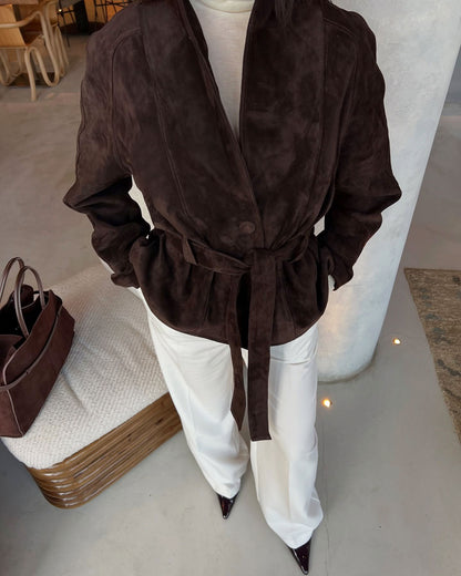 Women's Vintage Faux Suede Belted Jacket