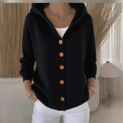 Women's Oversized Hooded Button Front Knit Cardigan Sweater