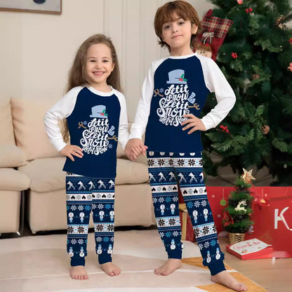 Striped Alphabet Parent-Child Printed Christmas Pajama Set