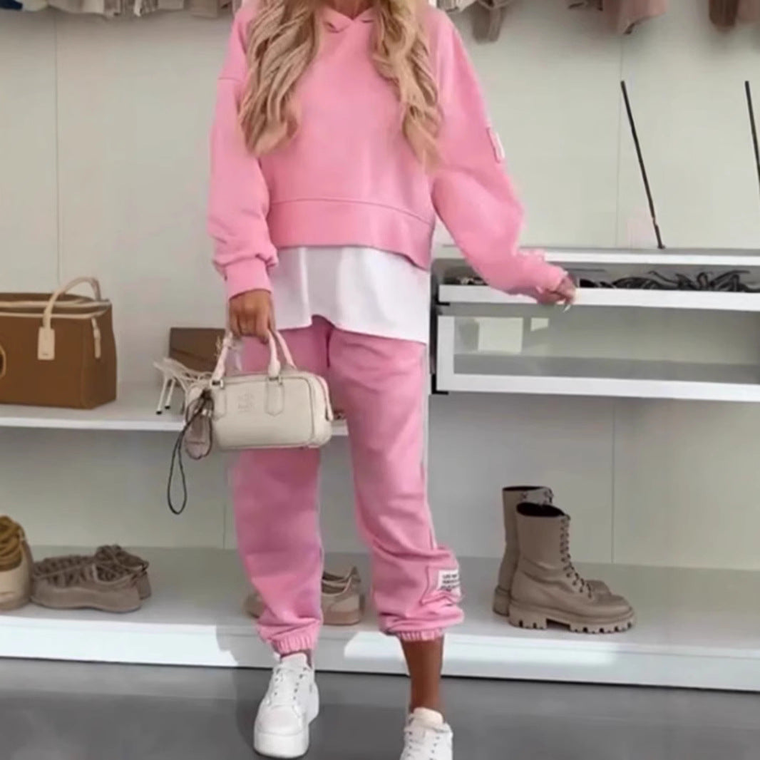Women's Color Block Hoodie Jogger Lounge Set