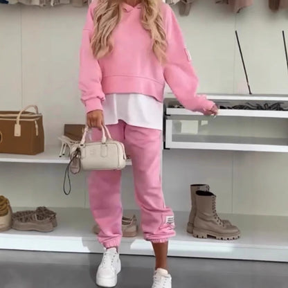 Women's Color Block Hoodie Jogger Lounge Set