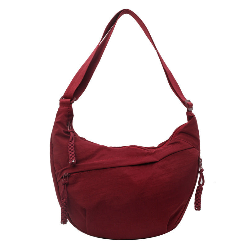 Black Crossbody Moon Sling Bag Casual Nylon Shoulder Purse