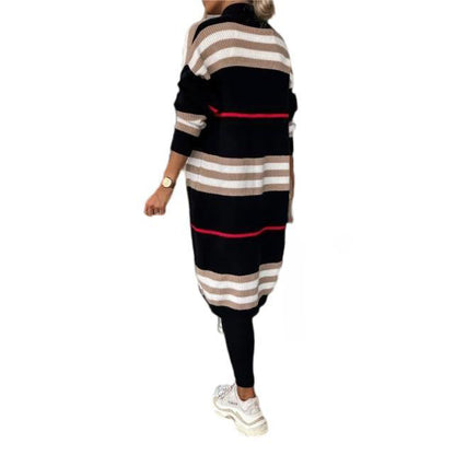 Women's Striped Long Cardigan Open Front Oversized