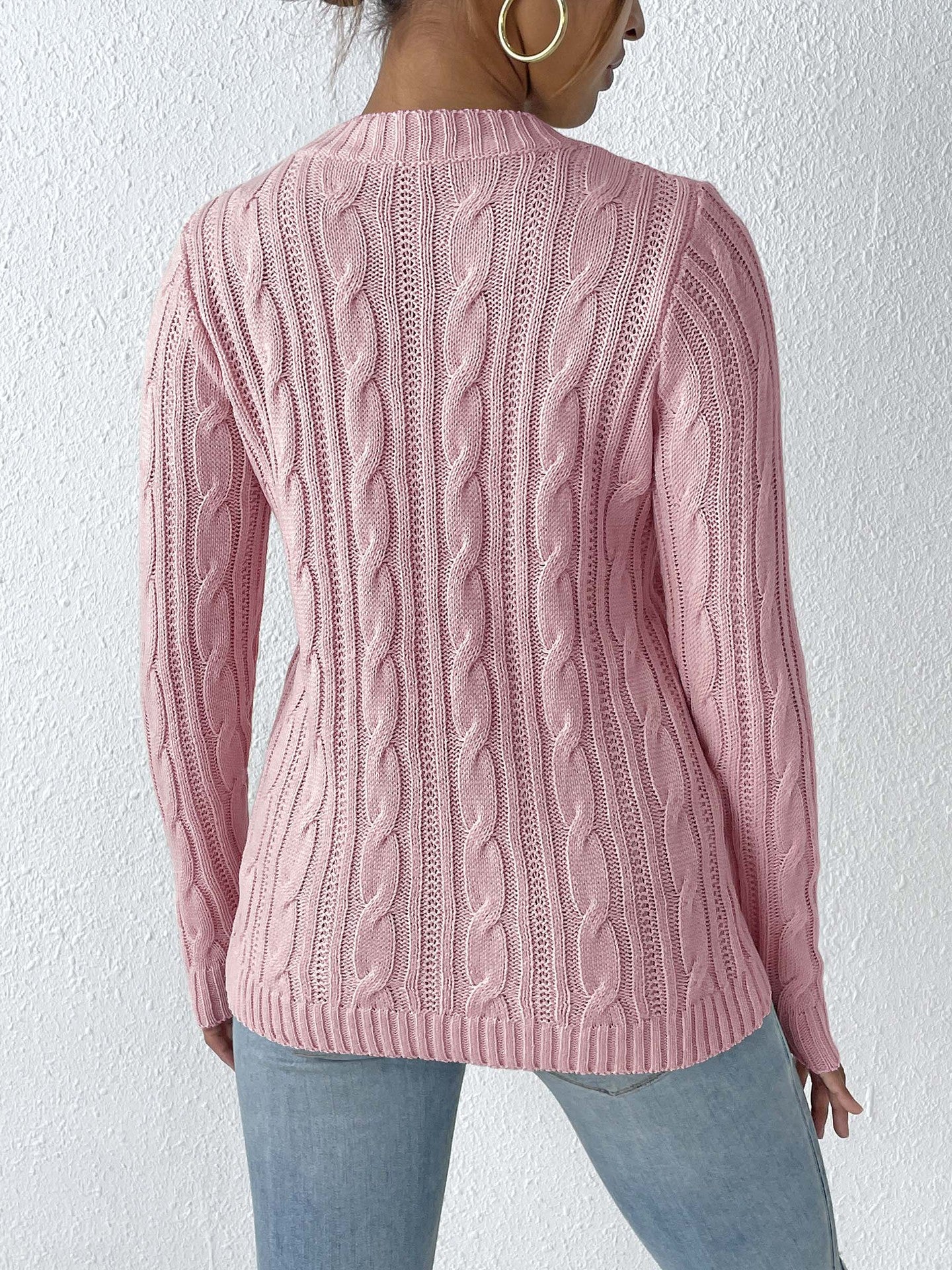 Crochet Flower Cable Knit Sweater | Cozy Fall/Winter Top