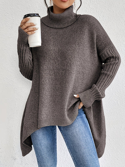 Oversized Turtleneck Sweater Chunky Knit Drop Shoulder