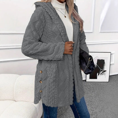 Women's Oversized Hooded Sherpa Fleece Jacket