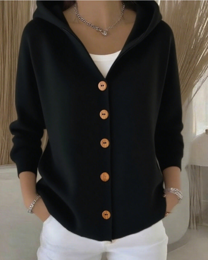 Women's Hooded Button Down Knit Cardigan Sweater