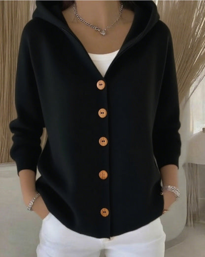 Women's Hooded Button Down Knit Cardigan Sweater