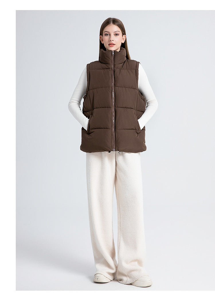 Women's Oversized Puffer Vest Stand Collar Zip Up Quilted