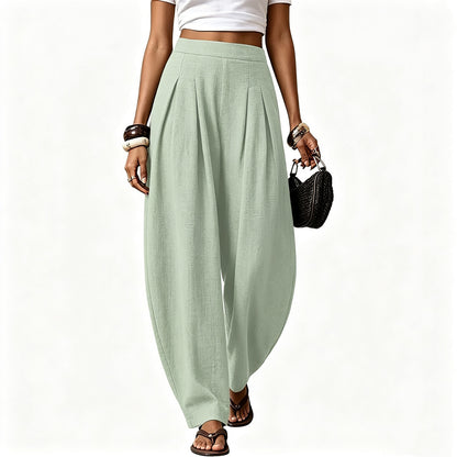 Women High Waisted Boho Linen Wide Leg Palazzo Pants